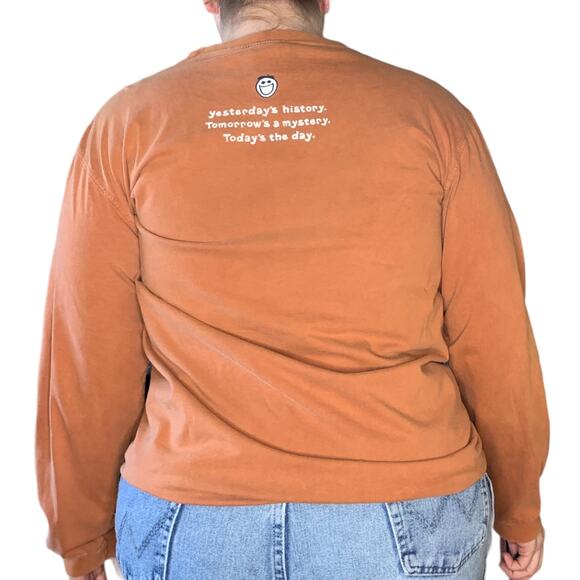 Life Is Good Orange Long Sleeve Outdoorsy Nature Granola Graphic Shirt Large - Picture 3 of 4